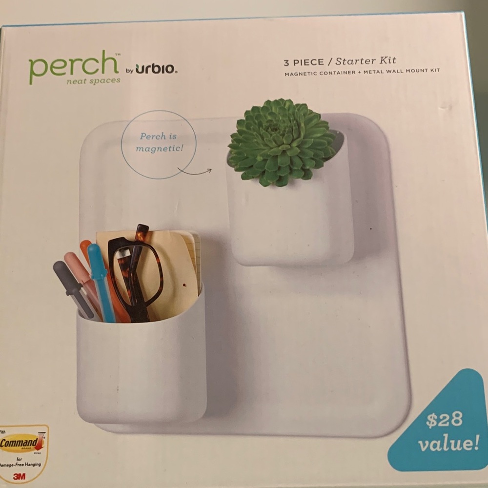 Perch by Urbio White Magnetic Wall Organizer Kit
